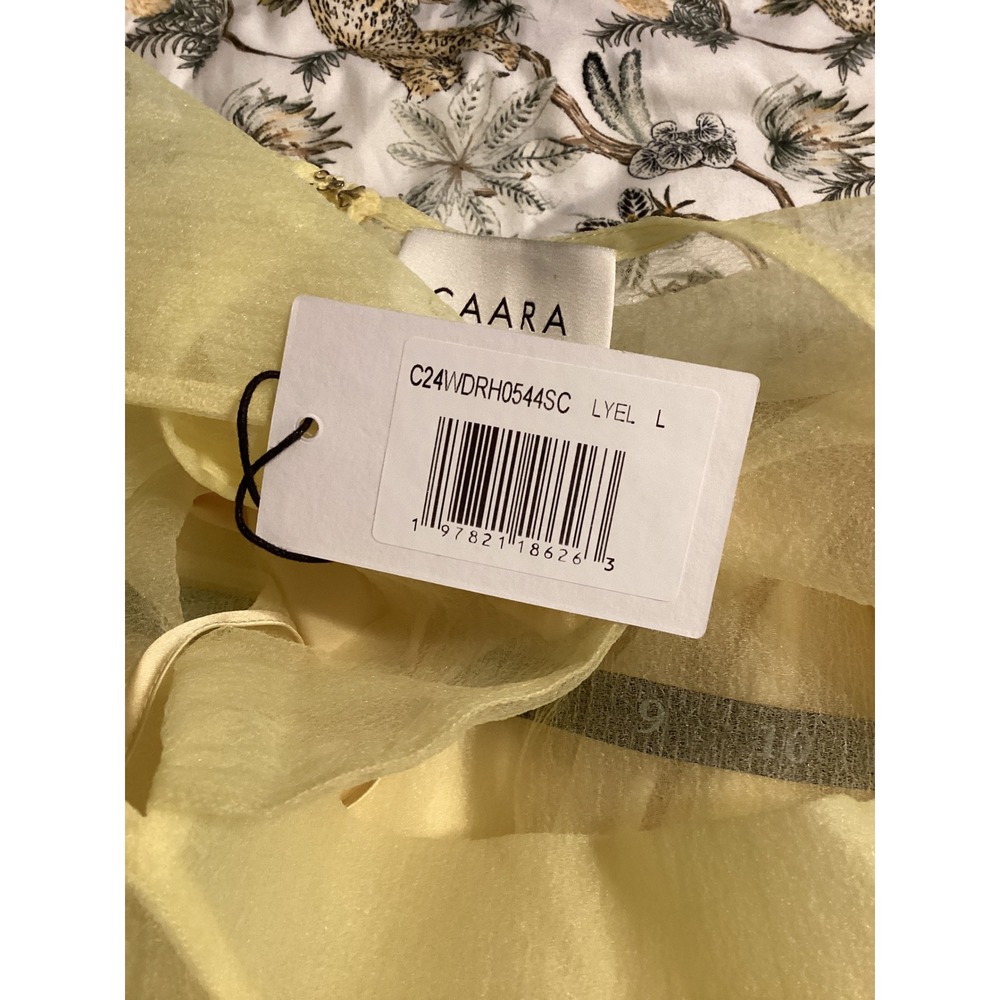 Few Moda CAARA Women Yellow Sheer Organza Overlay Slip Dress Set Size Large NWT - Picture 10 of 12